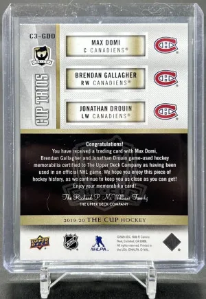 2019-20 The Cup Trios Patch Domi Gallagher Drouin 3/10 back